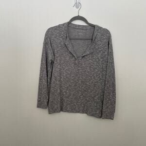American Eagle Thermal Button Henley Boxy Gray Plush Women's Sz Small.